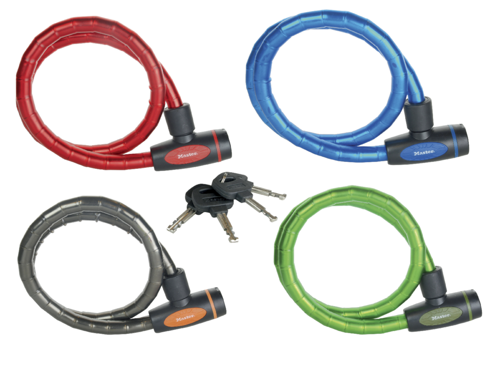Antifurt Master Lock cablu otel calit cu cheie 1m x 18mm - diverse culori imagine