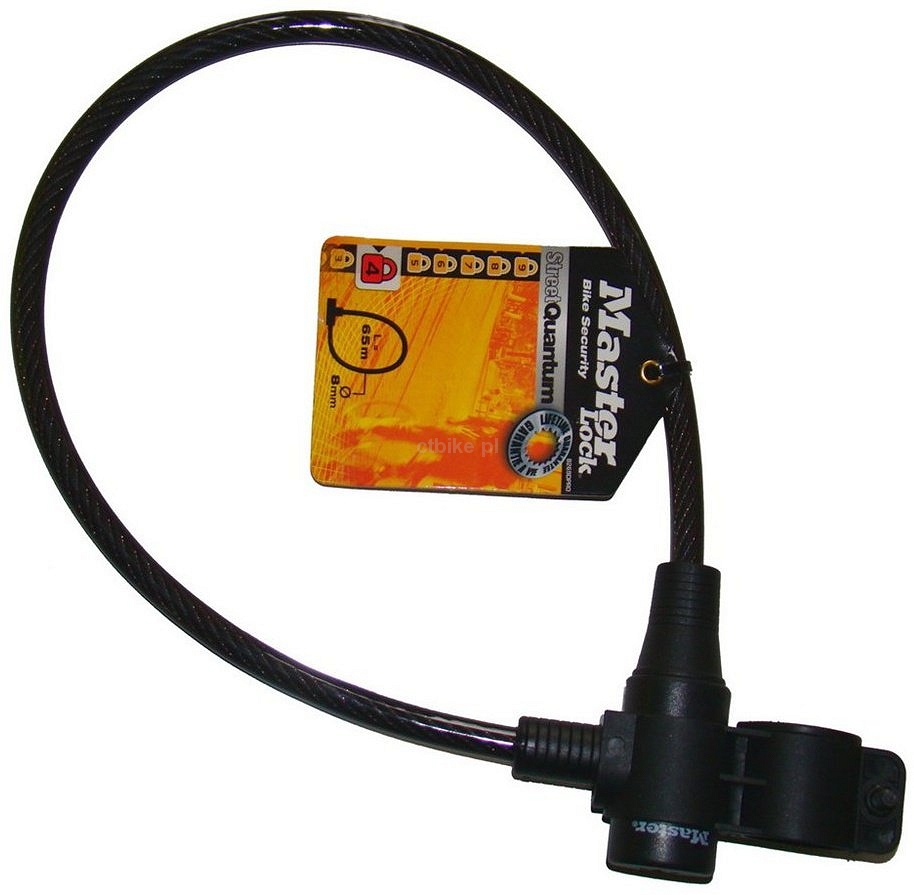 Antifurt Master Lock cablu cu cheie si suport prindere 650 x 8mm – diverse culori