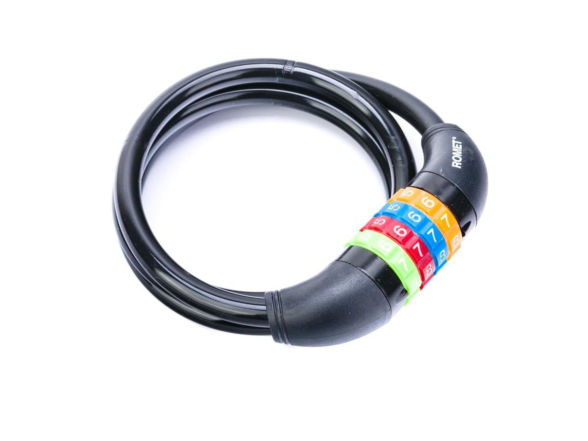 Antifurt cablu spiralat cu cifru Romet SL8602R 10×1000 mm Negru 10x1000