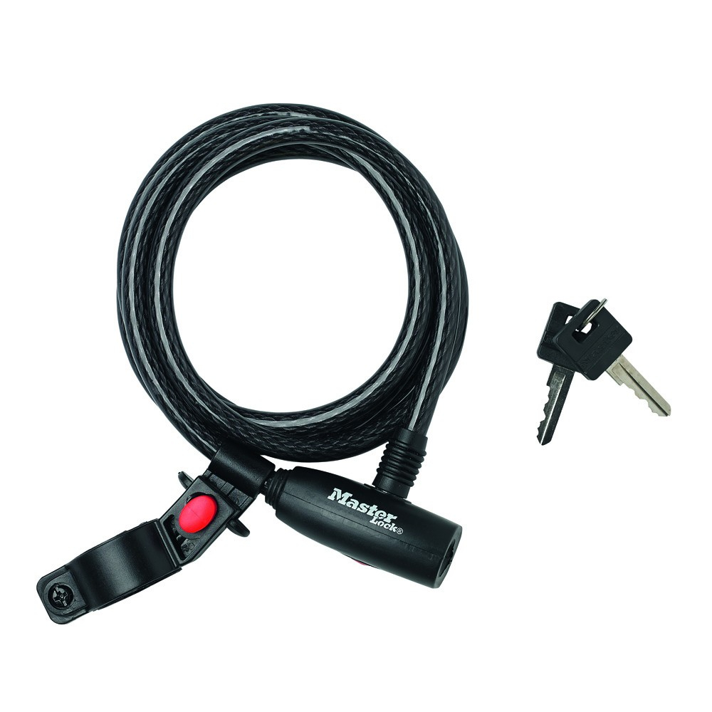Antifurt MasterLock cablu impletit din otel cu cheie 1.8m x 10mm Negru imagine