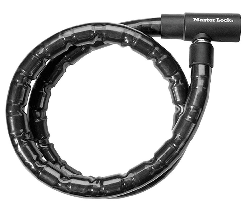 Antifurt MasterLock cablu ranforsat otel impletit cu cheie 2m x 20mm Negru