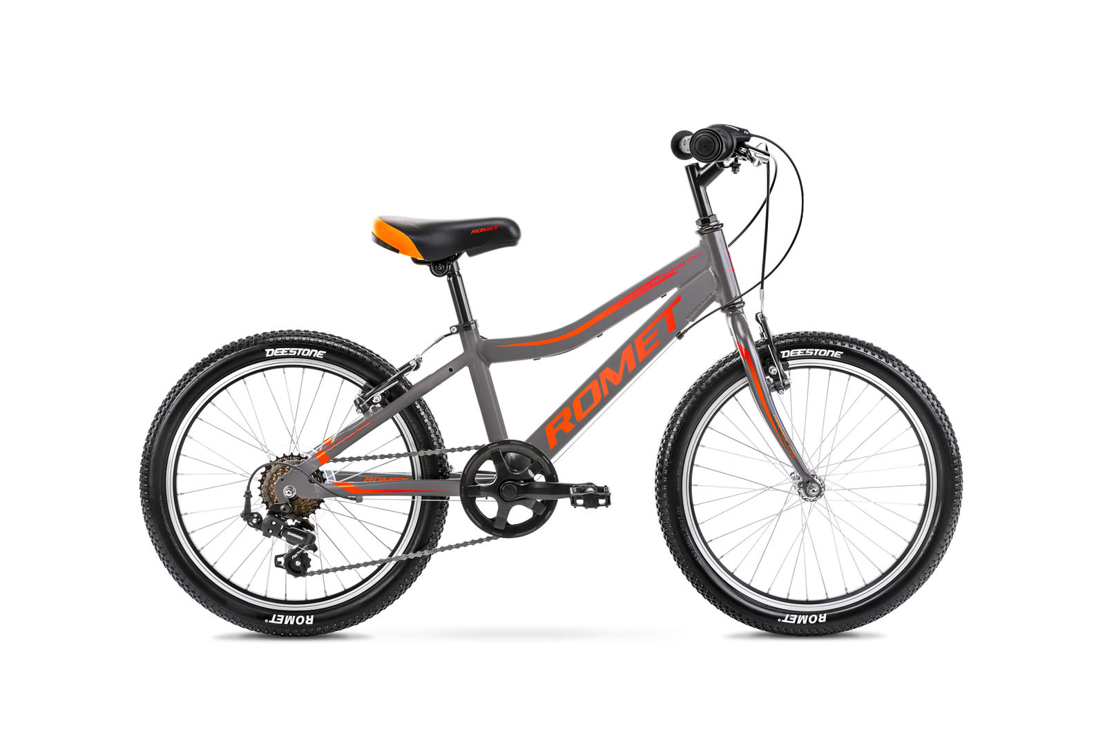 Bicicleta pentru copii Romet Rambler 20 Kid 1 S/10 Grafit/Rosu/Portocaliu 2021 Romet biciclop.eu