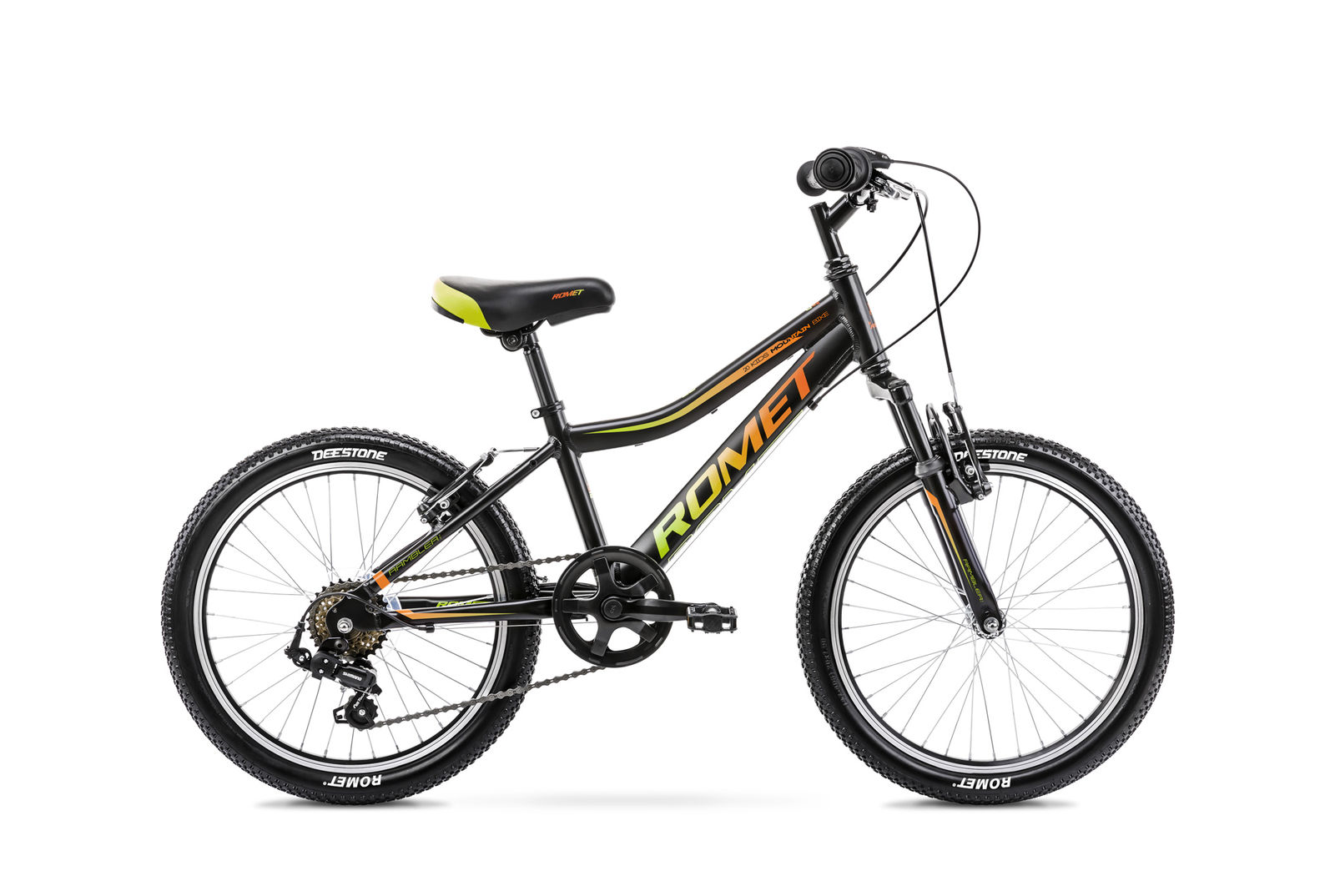 Bicicleta pentru copii Romet Rambler 20 Kid 2 S/10 Negru/Portocaliu/Verde 2021
