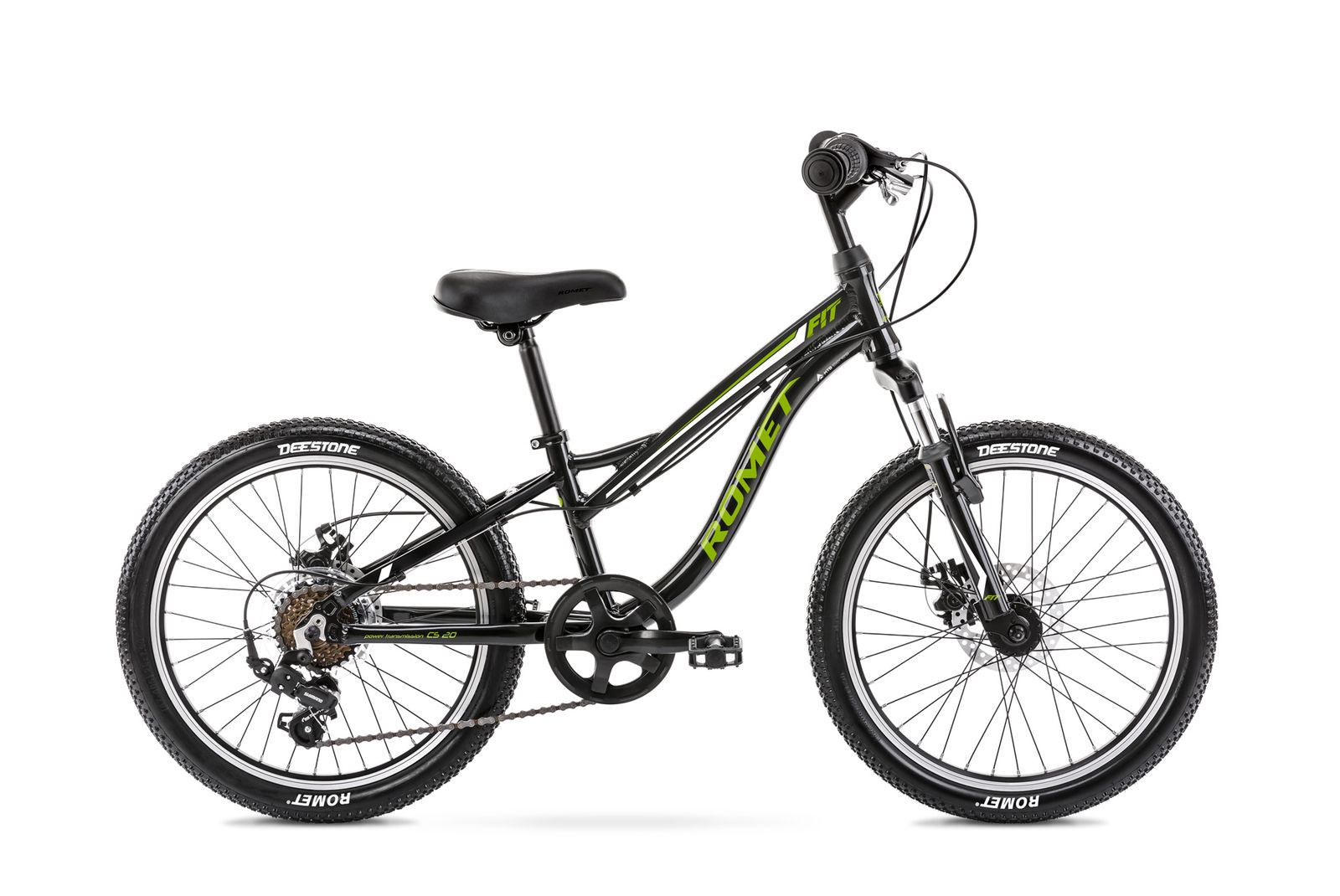 Bicicleta pentru copii Romet Rambler Fit 20 S/10 Negru/Verde 2021 biciclop.eu