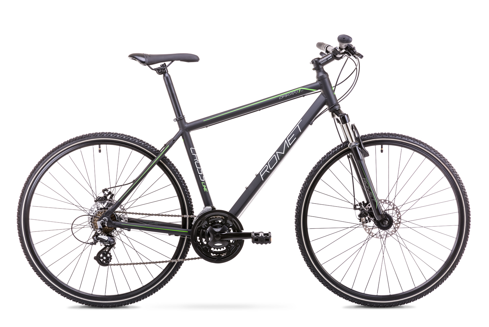 Bicicleta de trekking pentru Barbati Romet Orkan 1 M Negru/Verde 2019