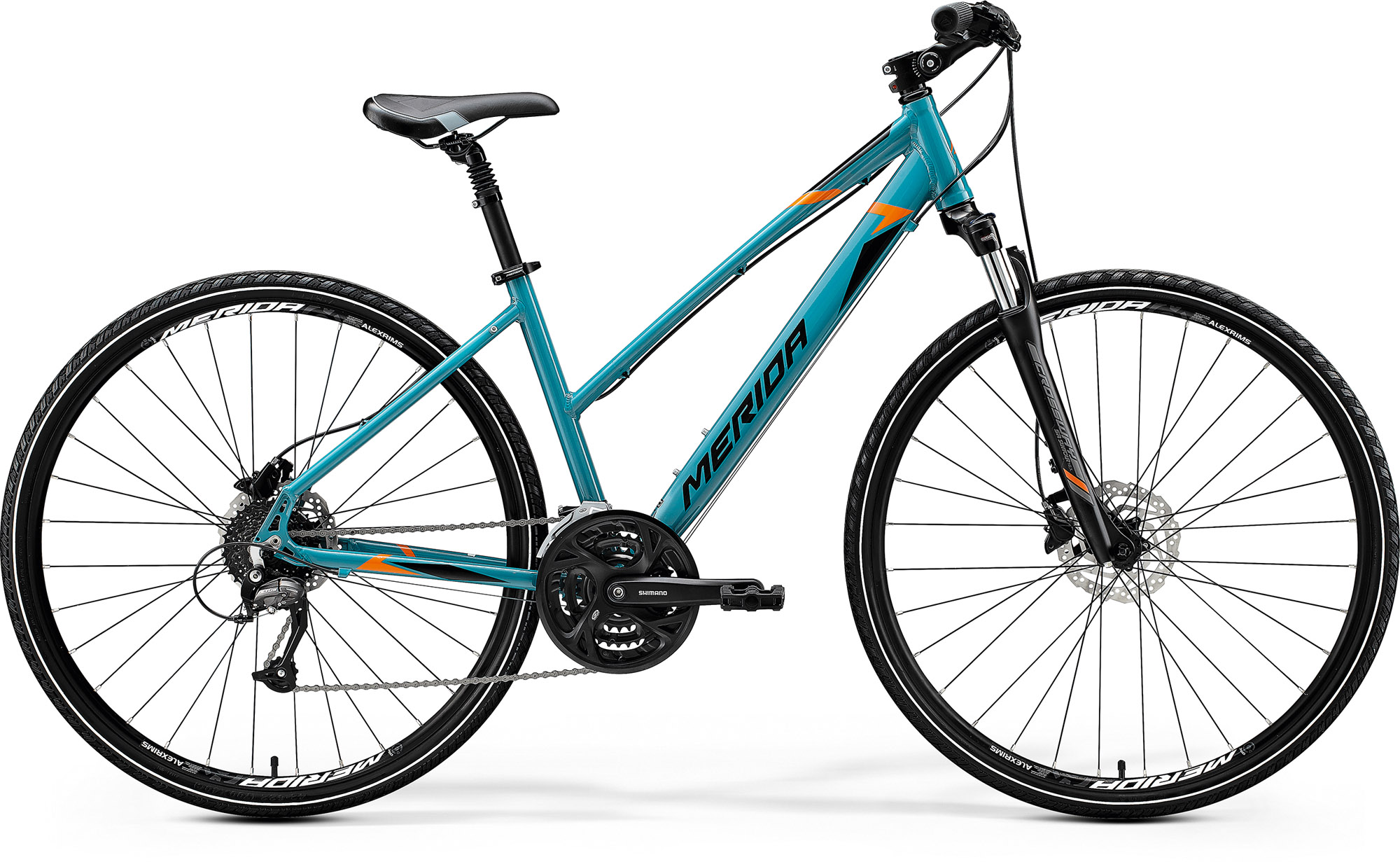 Bicicleta de trekking pentru Femei Crossway 40 Lady Albastru Paun (Negru/Portocaliu) 2020