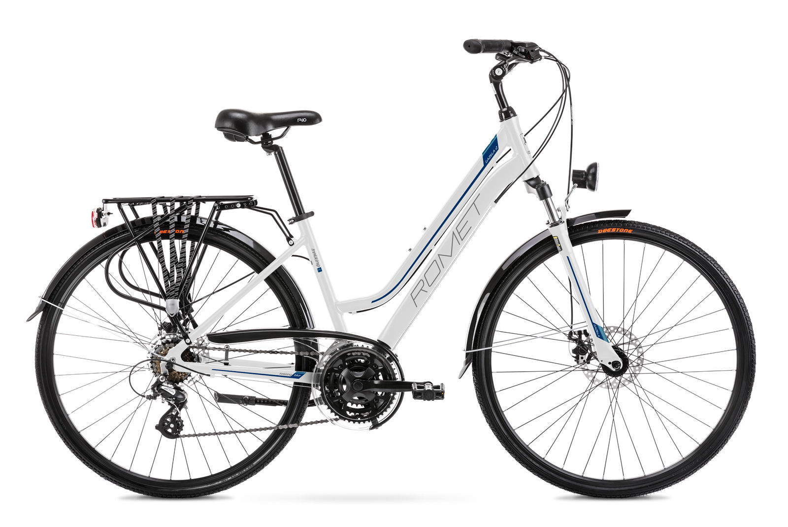 Bicicleta de trekking pentru femei Romet Gazela 2 Alb/Albastru 2021