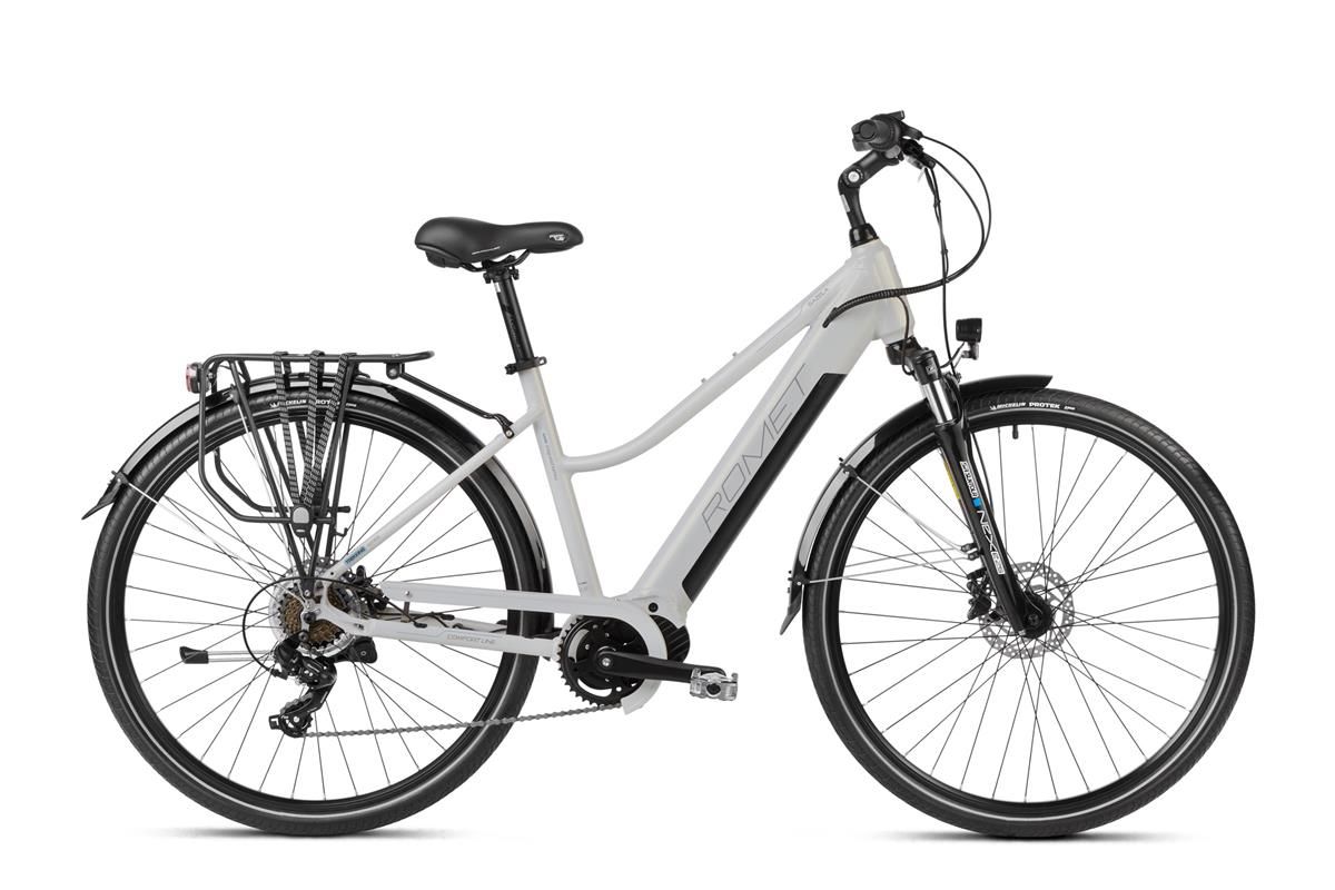 Bicicleta electrica de trekking/oras femei Romet Gazela 1 MM Argintiu/Grafit 2023