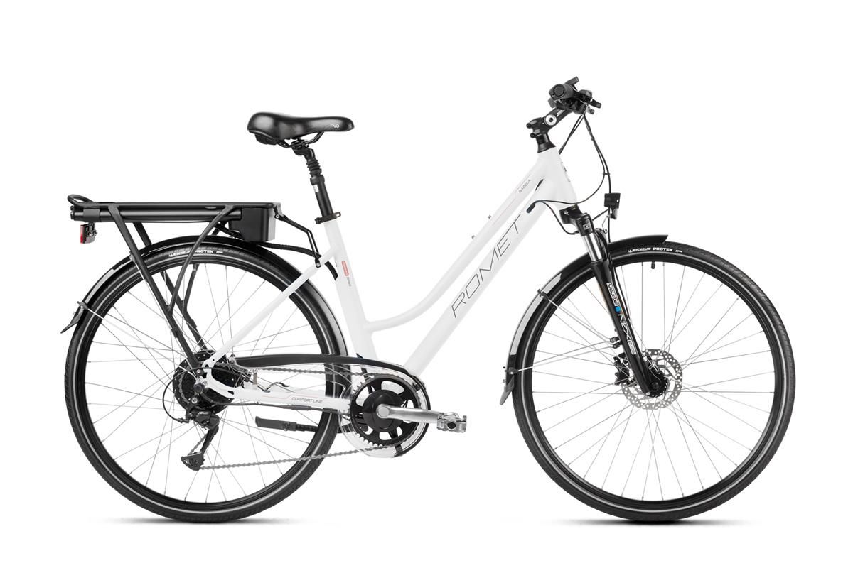 Bicicleta electrica de trekking/oras femei Romet Gazela 2 RM Alb/Gri 2023