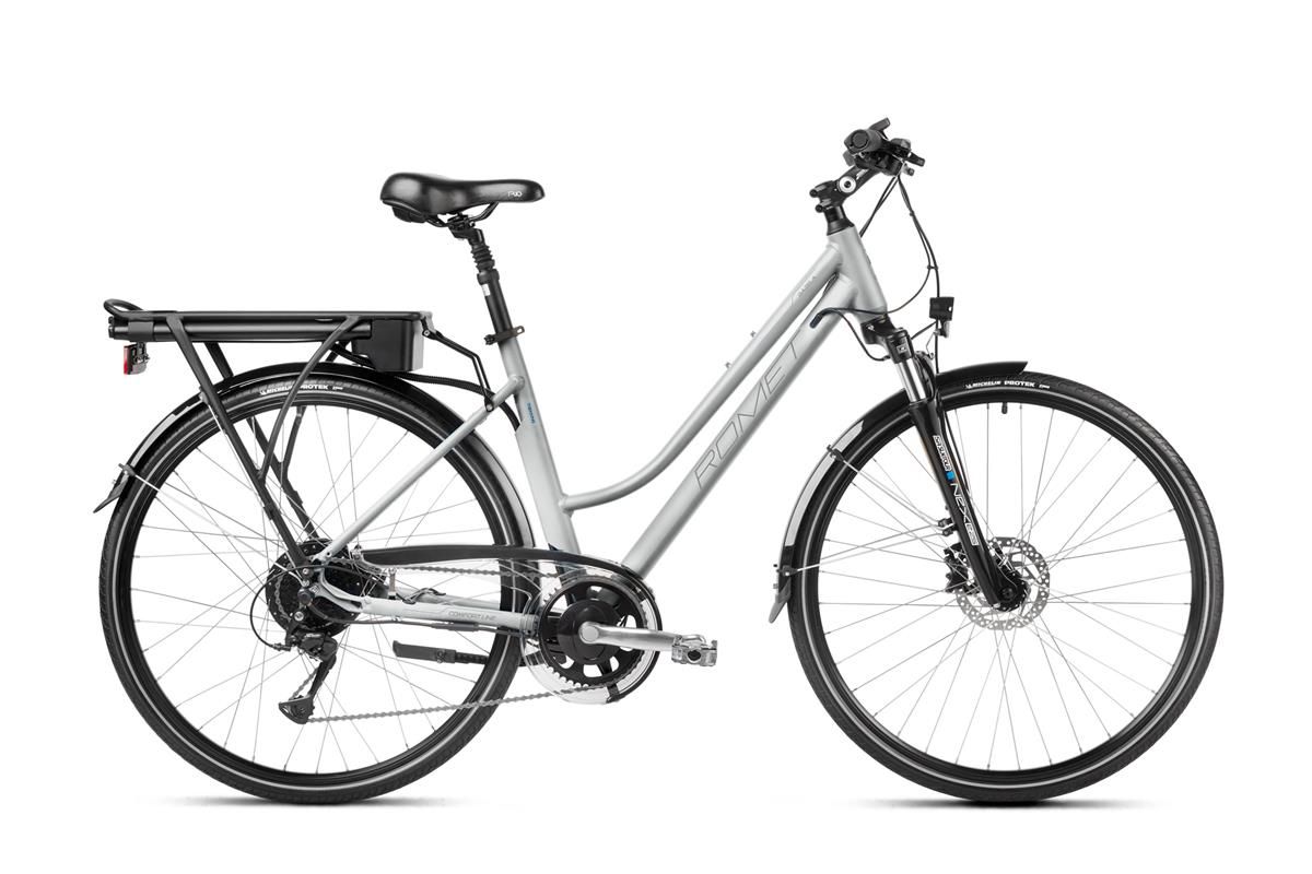 Bicicleta electrica de trekking/oras femei Romet Gazela 2 RM Argintiu/Grafit 2023