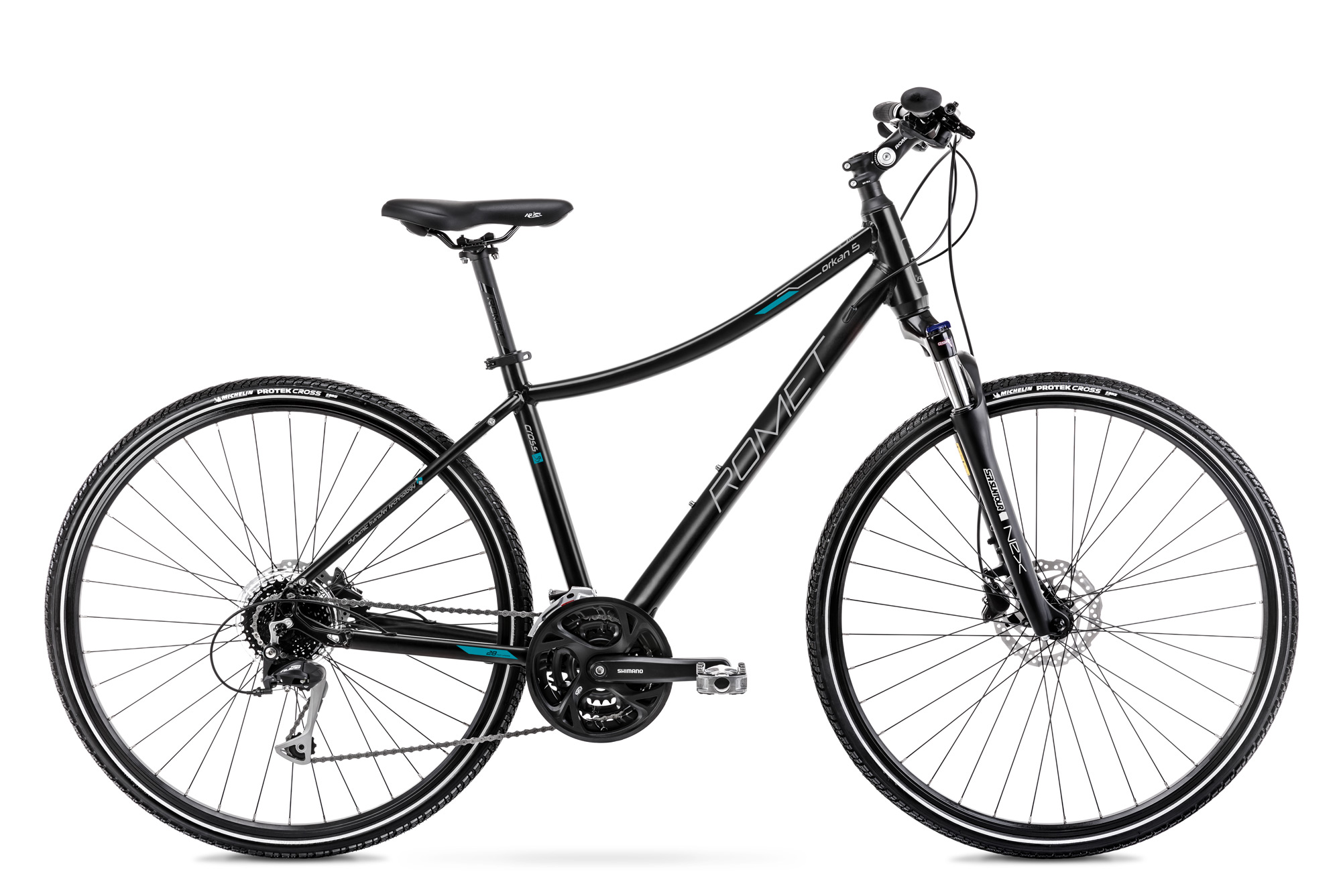 Bicicleta de Trekking pentru femei Romet Orkan 5 D Negru/Turcoaz 2022 2022