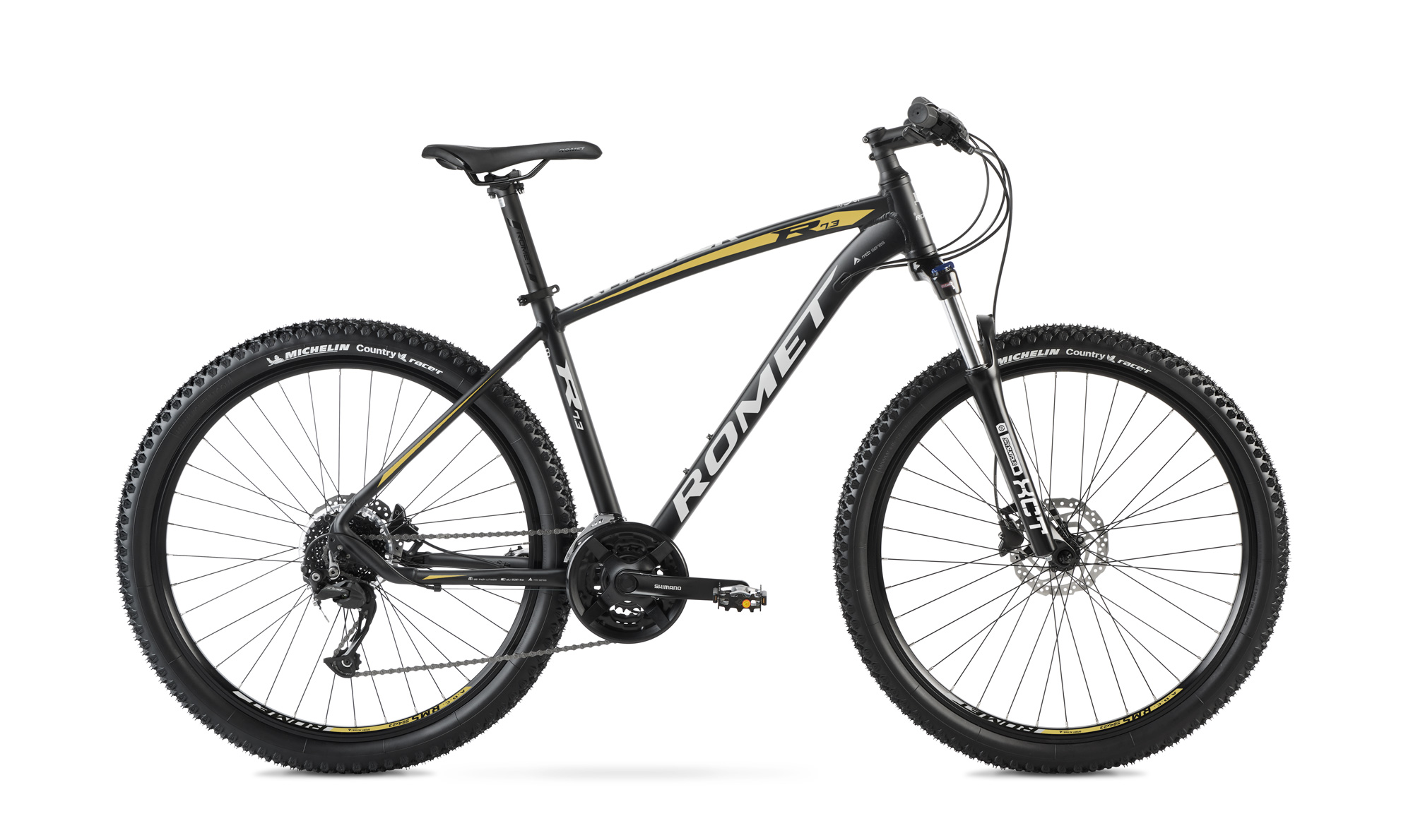 Bicicleta de Munte pentru barbati Romet Rambler R7.3 Negru/Auriu 2022