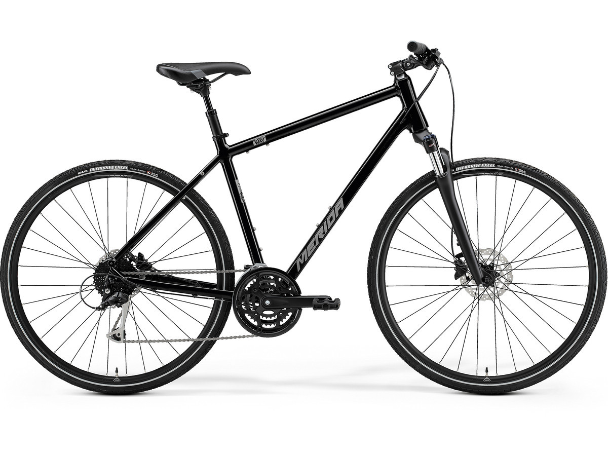 Bicicleta de trekking/oras pentru barbati Merida Crossway 100 Negru Lucios(Argintiu Mat) 2021