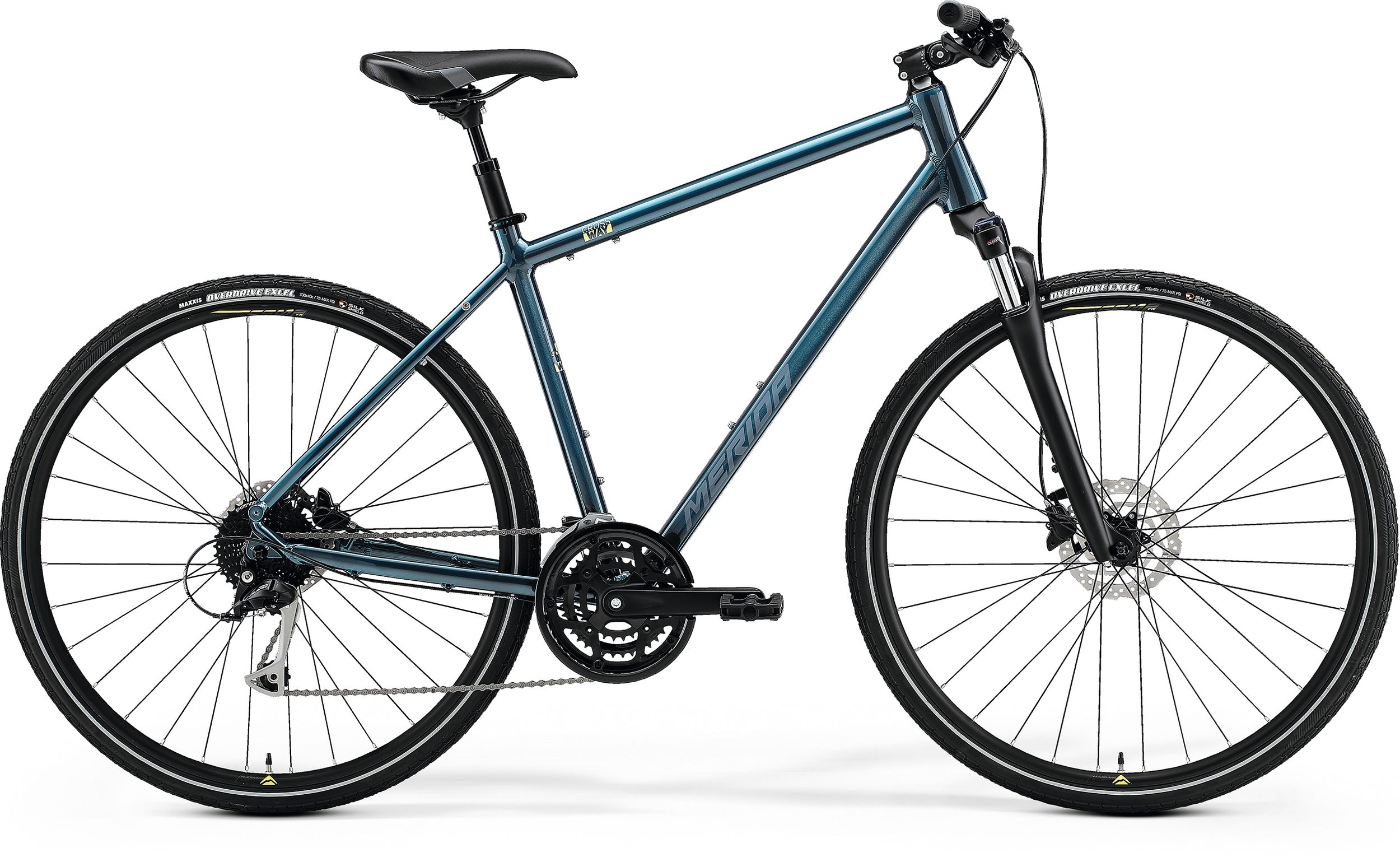 Bicicleta de trekking pentru barbati Merida Crossway 100 Turcoaz/Albastru Argintiu 2021