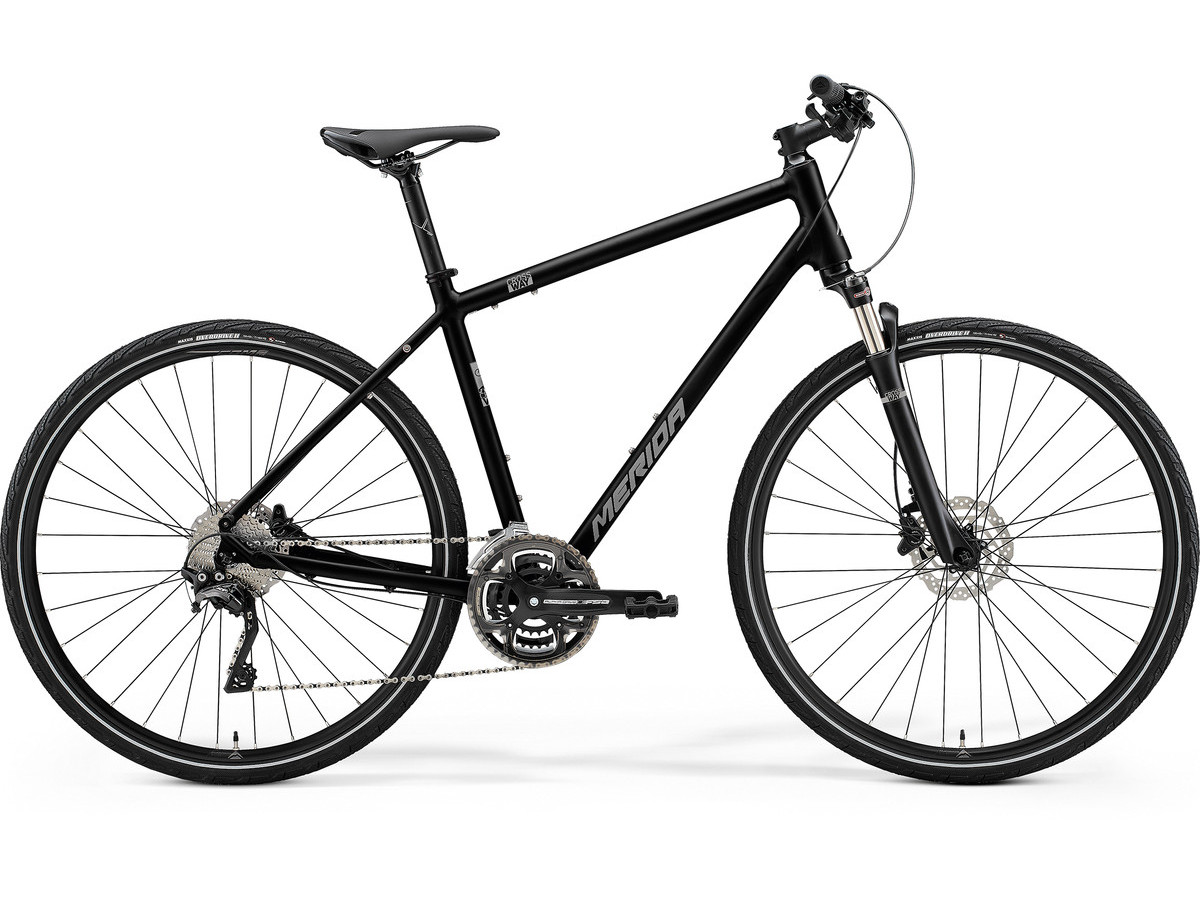 Bicicleta de trekking/oras pentru barbati Merida Crossway 500 Negru Lucios(Argintiu Mat) 2021