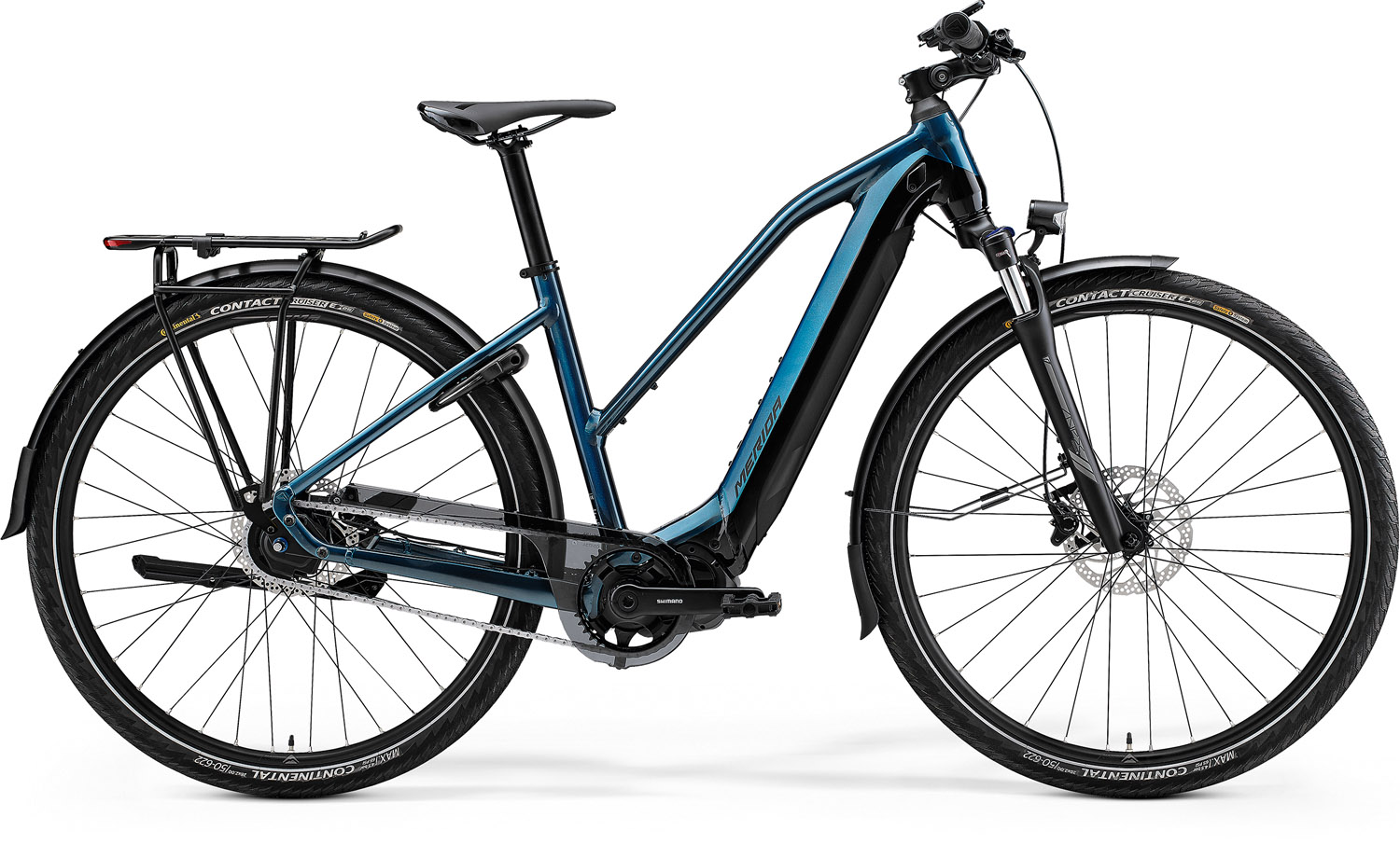 Bicicleta Electrica de Trekking/City pentru femei Merida eSpresso 700 EQ Lady Albastru/Negru 2023