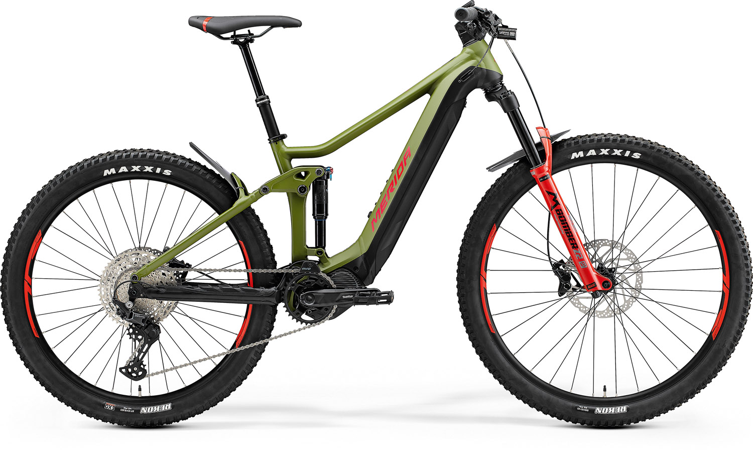 Bicicleta Electrica MTB Merida eOne-Forty 500 Verde/Negru/Rosu 2023