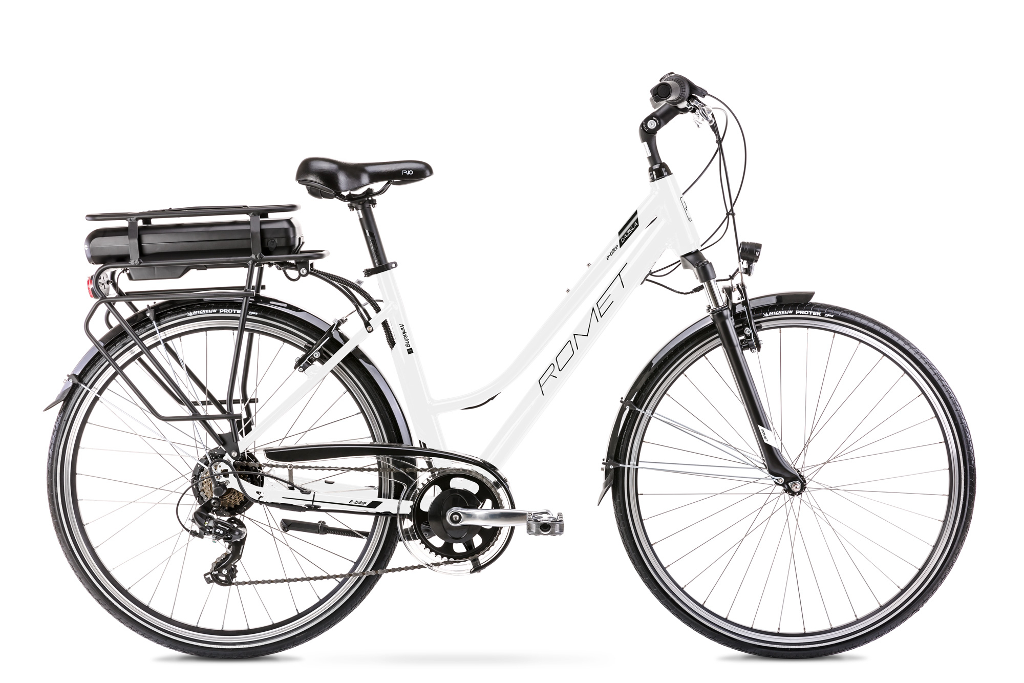 Bicicleta electrica de trekking Romet Gazela 1 RM Alb/Negru 2022 Romet biciclop.eu