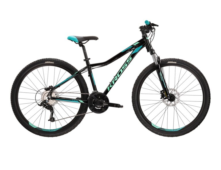 Bicicleta de munte pentru femei Kross Lea 5.0 Lady SR Negru/Turcoaz 2022