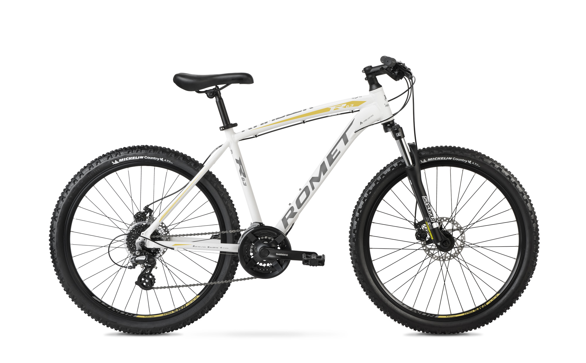 Bicicleta de munte pentru barbati Romet Rambler R6.3 Alb/Auriu 2023