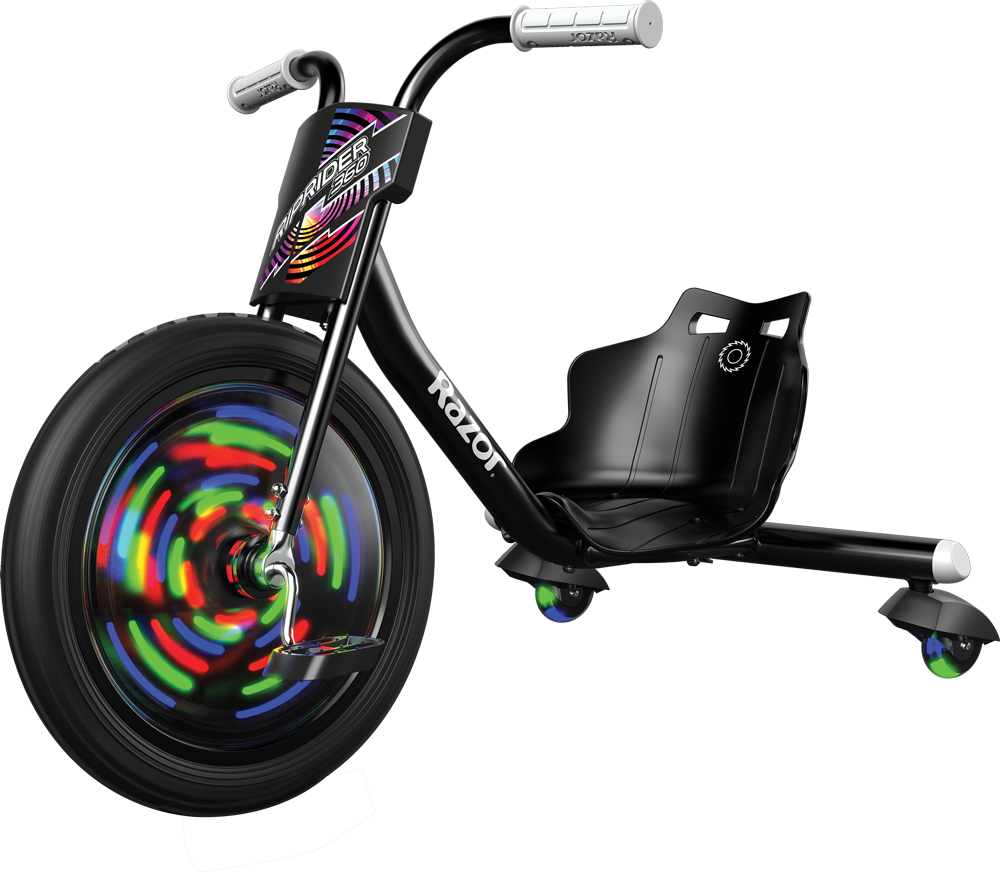 Tricicleta pentru copii cu joc de lumini 5+ ani Razor RipRider 360 Lightshow Negru Razor biciclop.eu