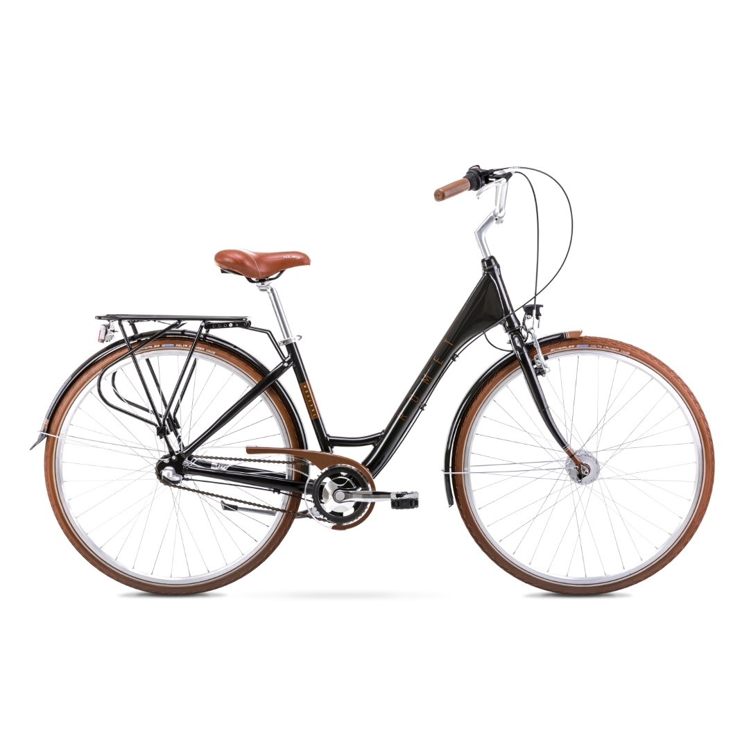 Bicicleta de oras pentru femei Romet Moderne 3 Negru/Maro 2021