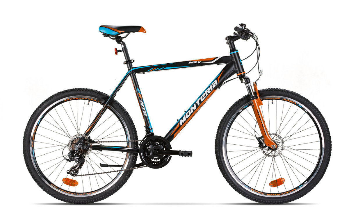 Bicicleta de munte Romet Monteria MRX Negru/Portocaliu/Albastru biciclop.eu imagine 2022
