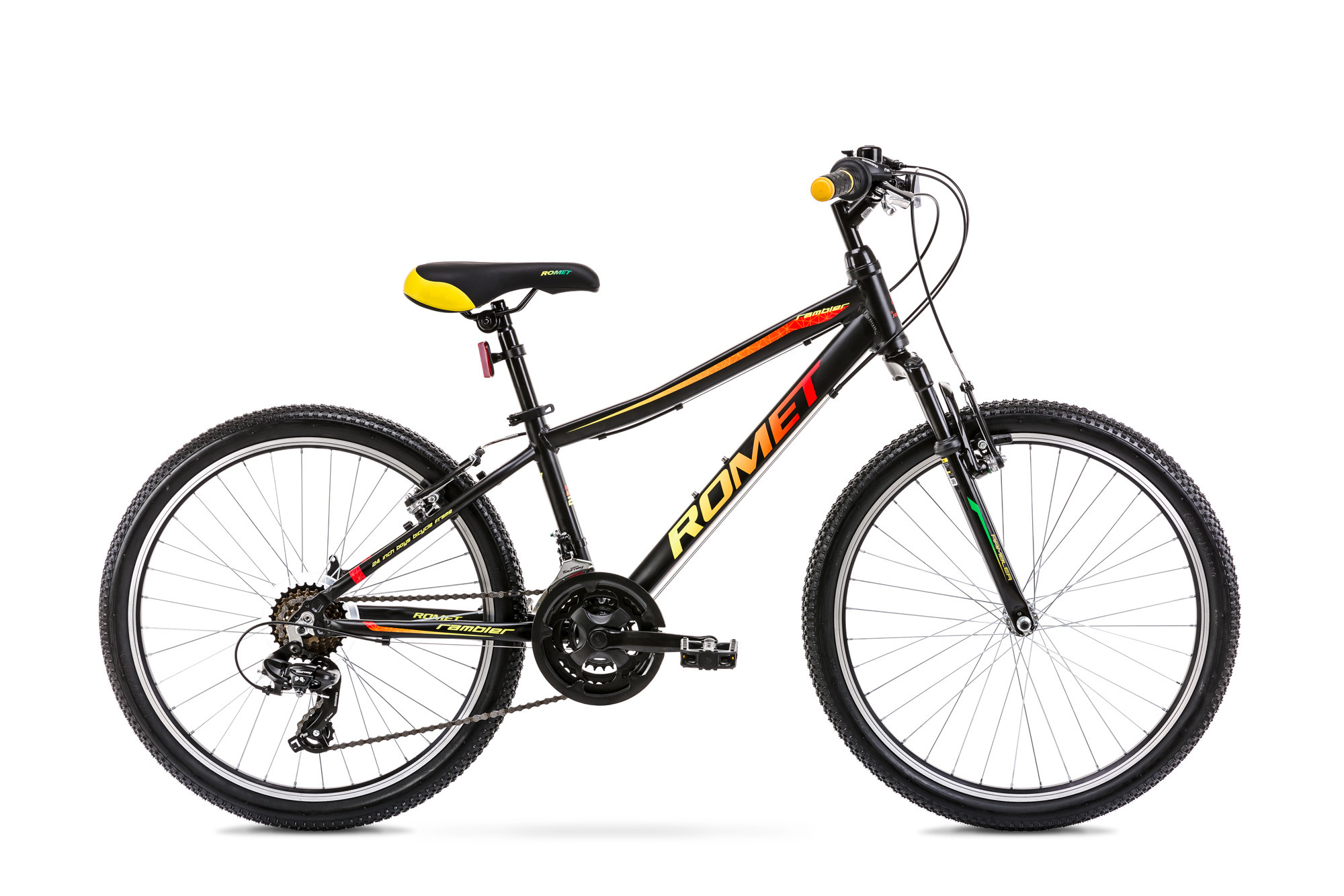Bicicleta pentru copii Romet Rambler 24 13/S Negru/Galben/Rosu 2022 13/S