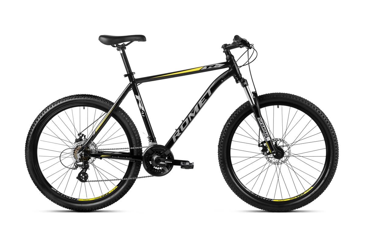 Bicicleta de munte pentru barbati Romet Rambler R7.1 Negru/Gri/Galben 2023