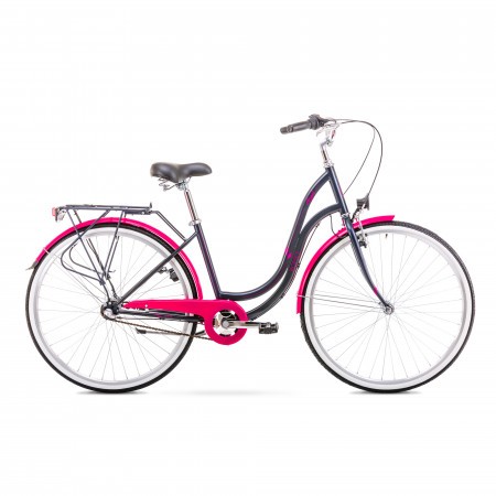 Bicicleta de oras pentru femei Romet Angel 28 3 Negru/Roz 2019