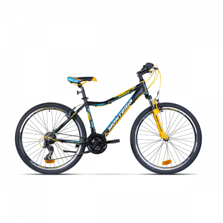 Bicicleta pentru copii Romet Monteria JUNIOR 26 Negru/Galben/Albastru