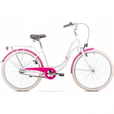 Bicicleta de oras pentru femei Romet Angel 26 Alb/Roz 2019