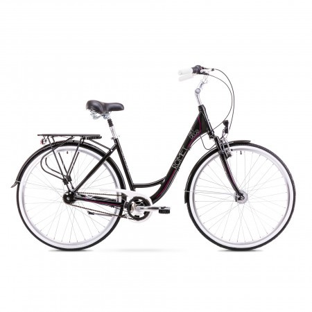 Bicicleta de oras pentru Femei Romet Art Deco 7 Negru/Roz 2019