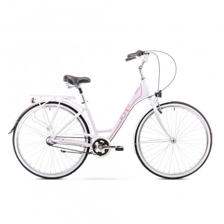 Bicicleta de oras pentru Femei Romet Moderne 3 Alb/Roz 2019
