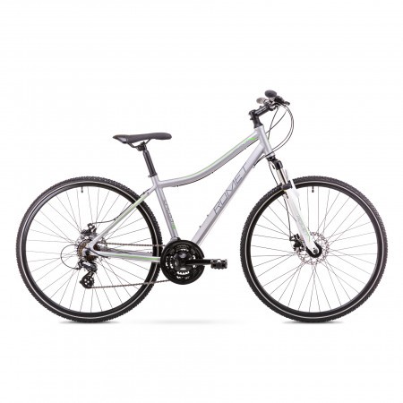 Bicicleta de trekking pentru Femei Romet Orkan 1 D Argintiu/Verde 2019