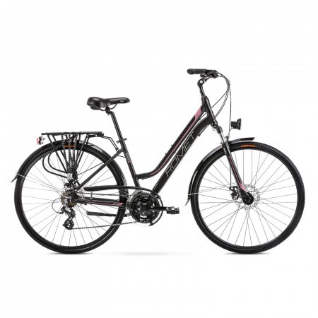 Bicicleta de trekking pentru femei Romet Gazela 2 Negru/Roz 2021