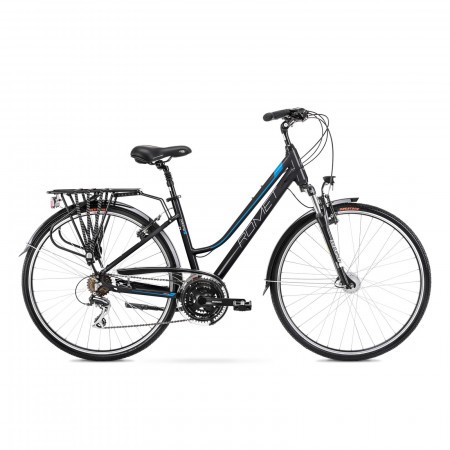 Bicicleta de trekking pentru femei Romet Gazela 3 Negru/Albastru 2021