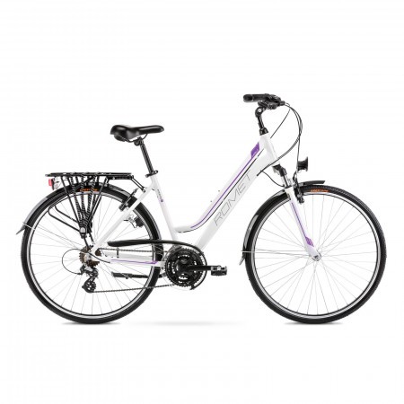 Bicicleta de trekking pentru femei Romet Gazela Alb/Violet 2021