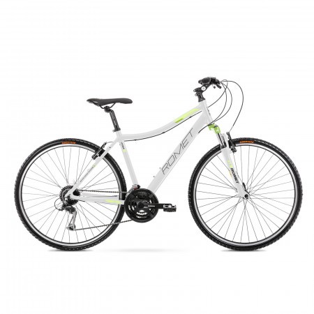 Bicicleta de trekking pentru femei Romet Orkan 2 D Alb/Verde 2021