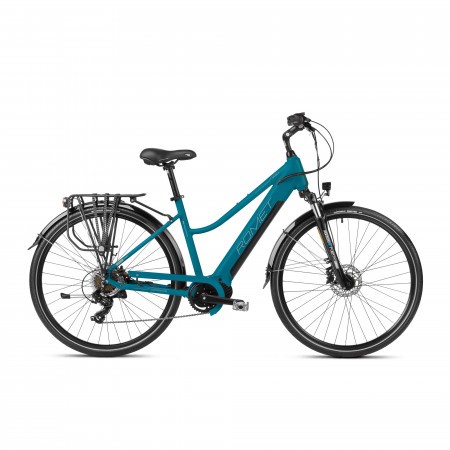 Bicicleta electrica de trekking/oras femei Romet Gazela 1 MM Albastru/Argintiu 2023