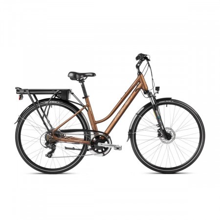 Bicicleta electrica de trekking/oras femei Romet Gazela 1 RM Maro/Grafit 2023