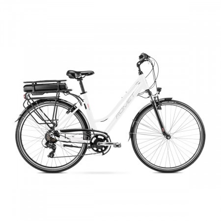 Bicicleta electrica de trekking/oras femei Romet Gazela RM Alb/Gri 2023
