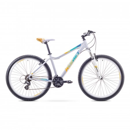 Bicicleta de munte pentru Femei Romet JOLENE 27.5 1 Gri/Bleu/Galben 2018