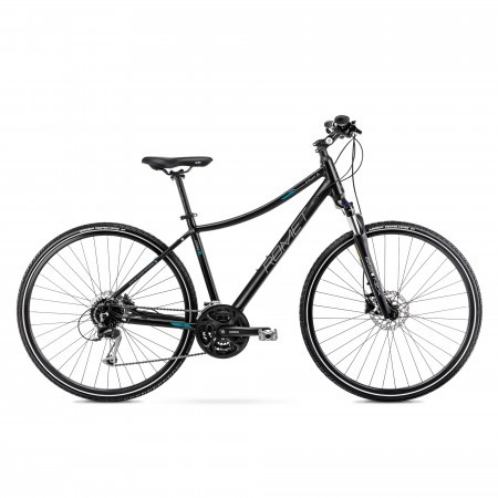 Bicicleta de Trekking pentru femei Romet Orkan 5 D Negru/Turcoaz 2022