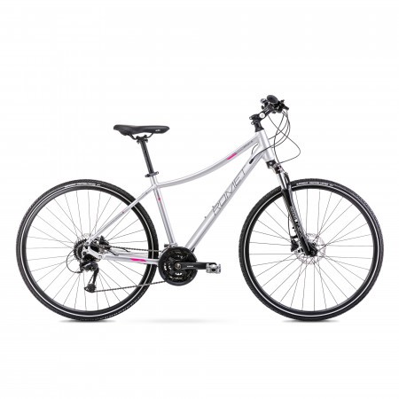 Bicicleta de Trekking pentru femei Romet Orkan 6 D Argintiu/Roz 2022