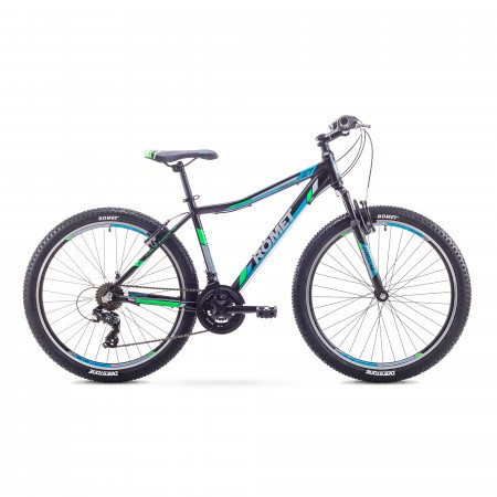 Bicicleta de munte pentru Barbati Romet RAMBLER 26 1 JR Negru/Albastru/Verde 2018