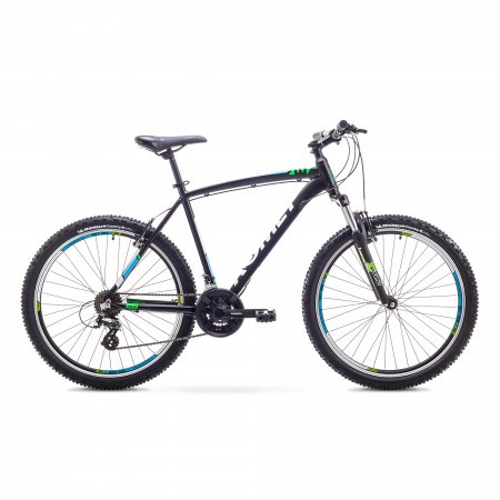 Bicicleta de munte pentru Barbati Romet RAMBLER 26 3 Negru/Verde/Albastru 2018