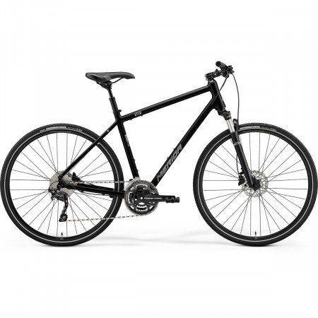 Bicicleta de trekking/oras pentru barbati Merida Crossway 300 Negru Lucios(Argintiu Mat) 2021
