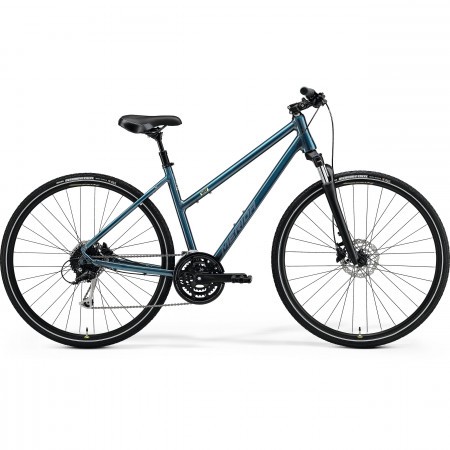 Bicicleta de trekking pentru femei Merida Crossway 100 Lady Turcoaz/Albastru Argintiu 2021