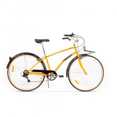 Bicicleta de oras pentru femei Pegas Popular 7 viteze Otel Portocaliu Neon